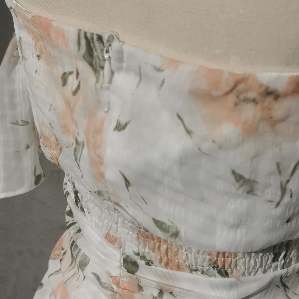 Chicways Off The Shoulder Floral Ruffle Mini Dress Size medium - Picture 6 of 7